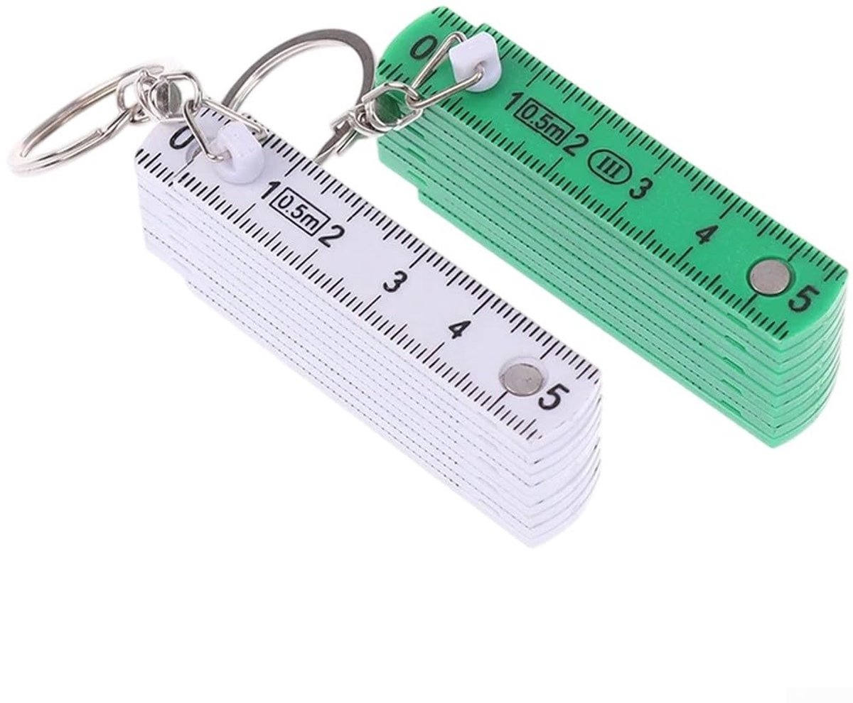 Opvouwbare Liniaal - Meetlint Sleutelhanger - Nauwkeurig Meten - Compact Vouwontwerp - 50 cm - Groen
