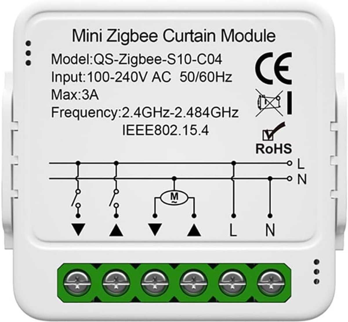 Gordijn Schakelmodule - Smart Home Module - Gordijnen Automatiseren - App en Spraakbesturing - 5 x 5 x 3 cm