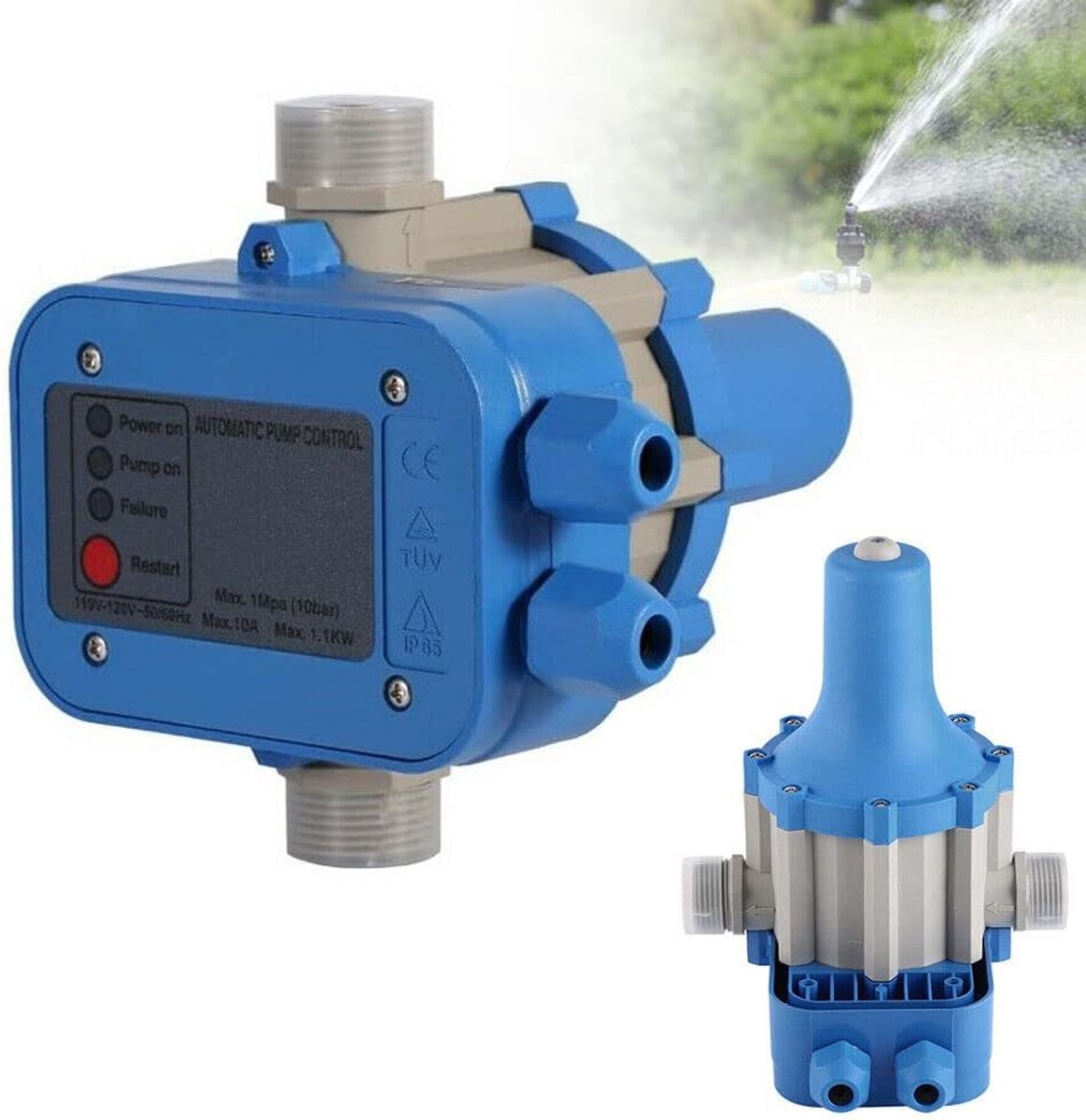 Automatische Pompbesturing - Drukschakelaar Pomp - Waterdruk Stabiliseren - Watertekort Bescherming - IP65 Waterdicht - Blauw
