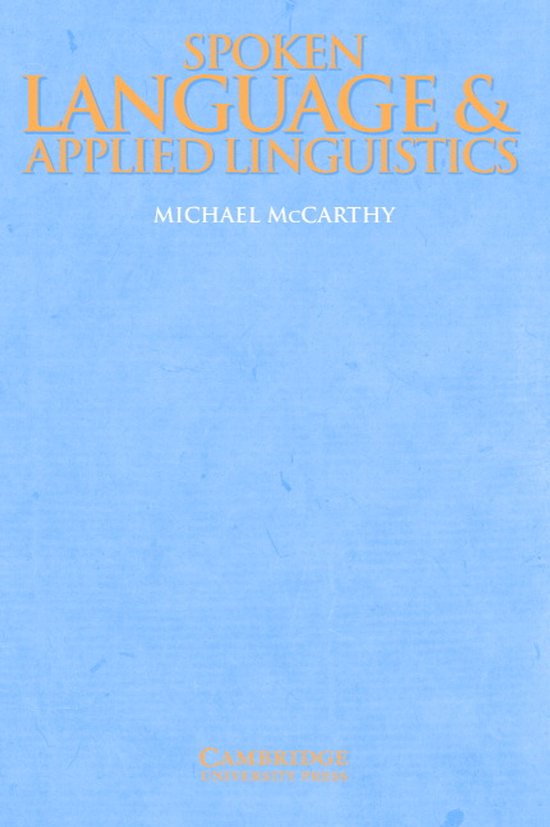 Spoken Language And Applied Linguistics - cover