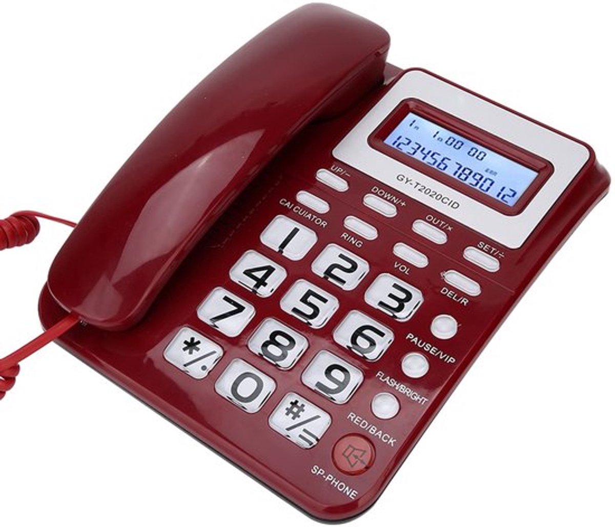 Dailygoody - Vaste Telefoon - Grote Toetsen - Luidsprekerweergave - Rood