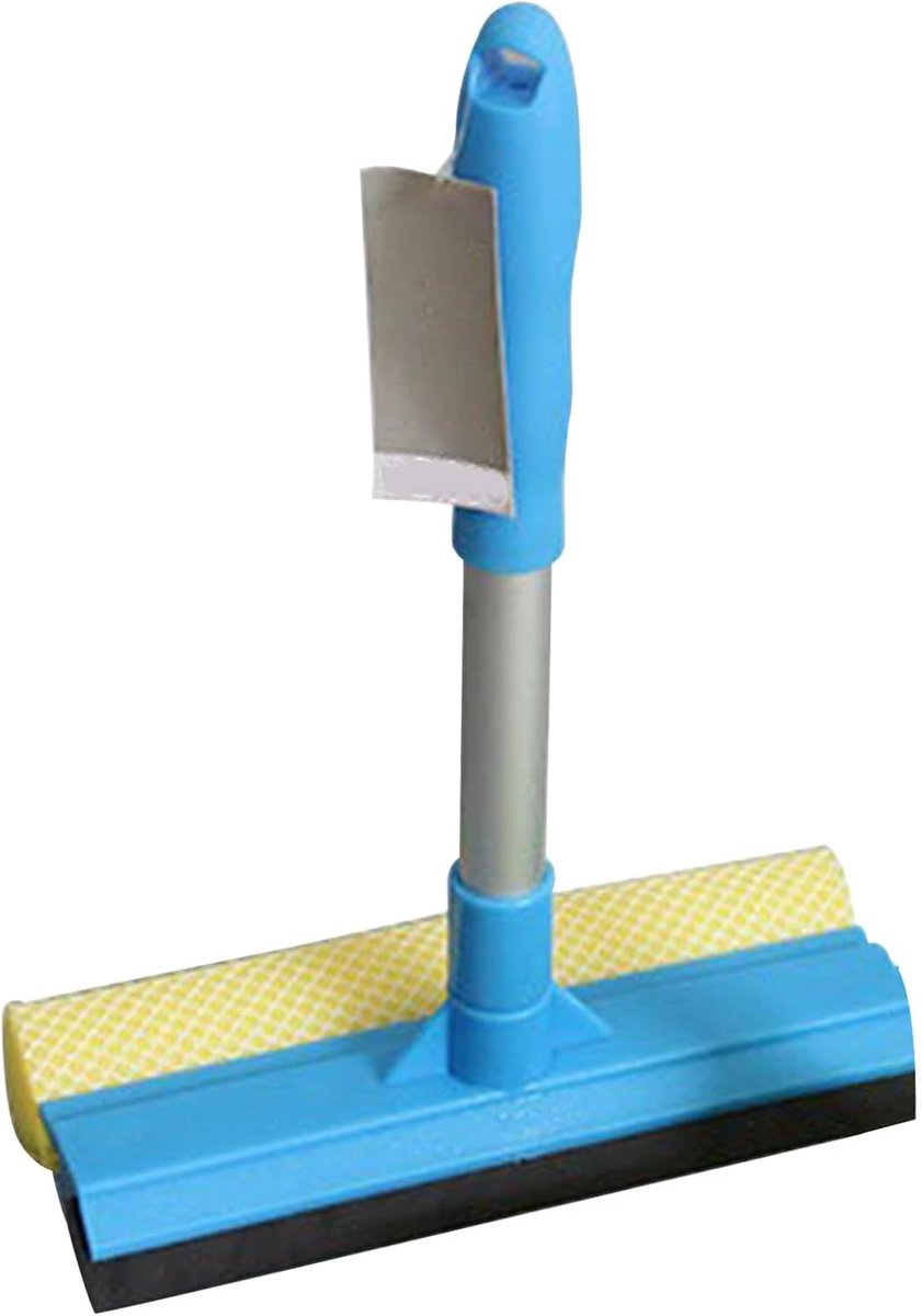 Glaswisser Ramen - Schoonmaak Schraper - Streeploos Reinigen - 2-in-1 Spons en Rubber - 28 cm - Blauw