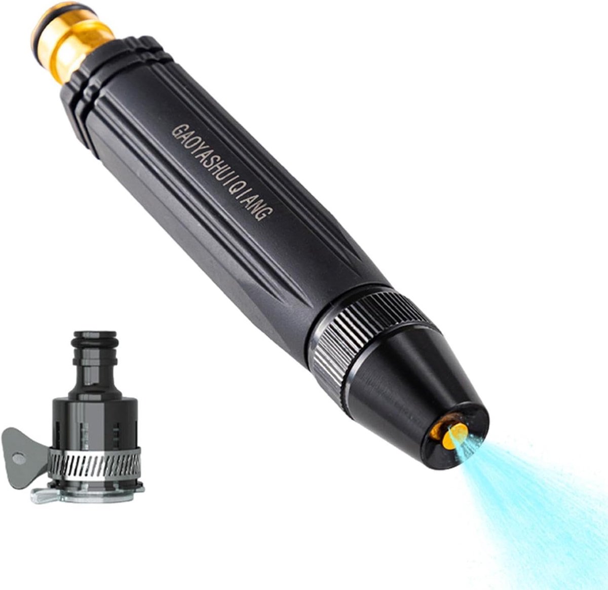 Krachtige Sproeikop - Tuinslang Sproeier - Auto Wassen - Verstelbare Waterstraal - 16 cm Lengte - Zwart