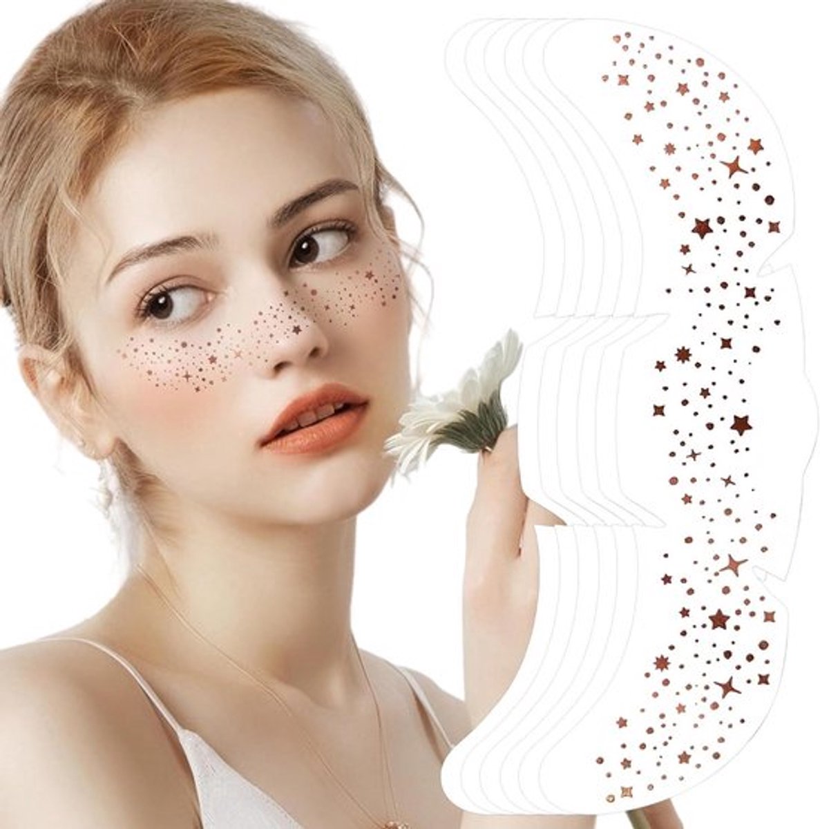 Face art stickers Allecto Plus met rose glinsterende sterren