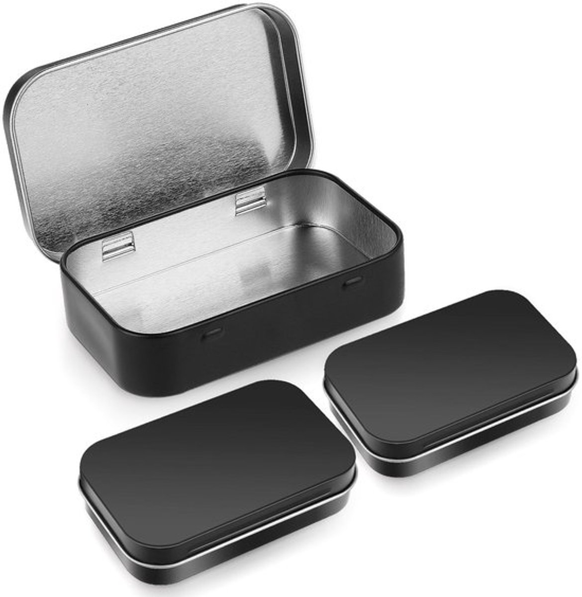 IMstore - Rectangular Tins - Handige opbergtin met deksel - Zwart - Voor snoep en