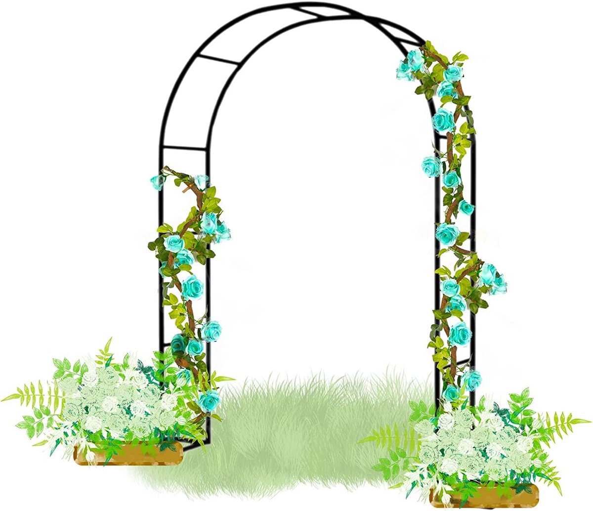 Rozenboog Poortboog - Tuinboog Metaal - Planten Ondersteunen - Weerbestendig Staal - 240 x 220 x 40 cm - Zwart