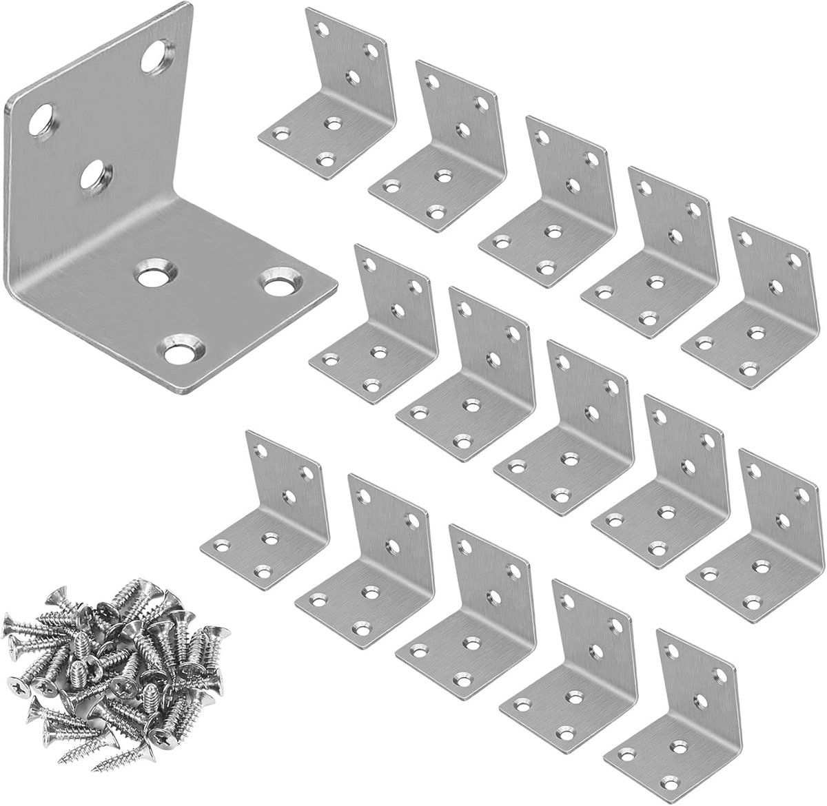 Hoekverbinders - Metaal Bevestigers - Meubel Reparatie - Roestvrij Staal - 40 mm - Zilver
