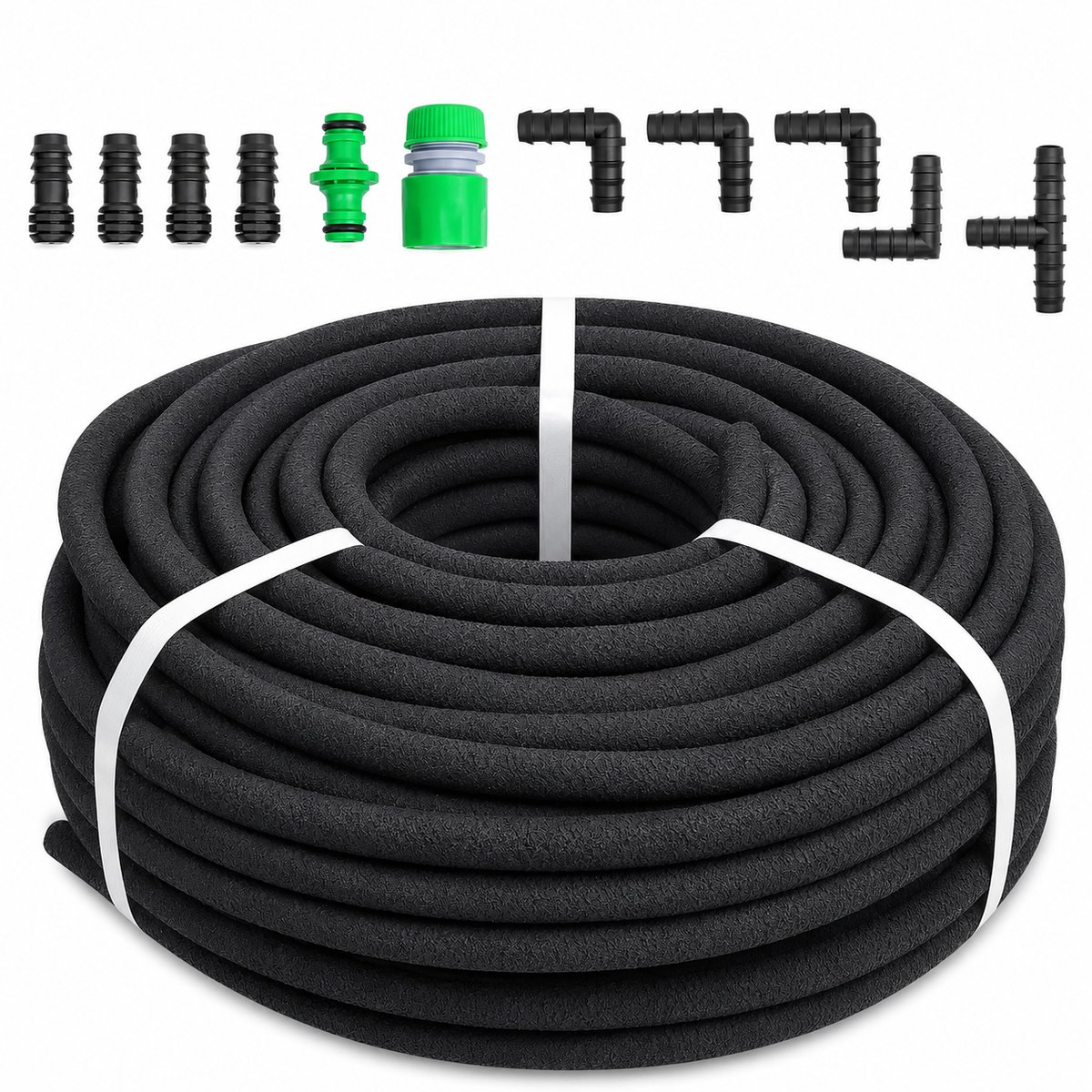 DPLUNIQ Tuinslang - Waterslang - Flexibele tuinslang - Tuinslang 30 Meter - Rubber - 30m - Diameter Binnen/Buiten 12.7/16.8mm - Zwart