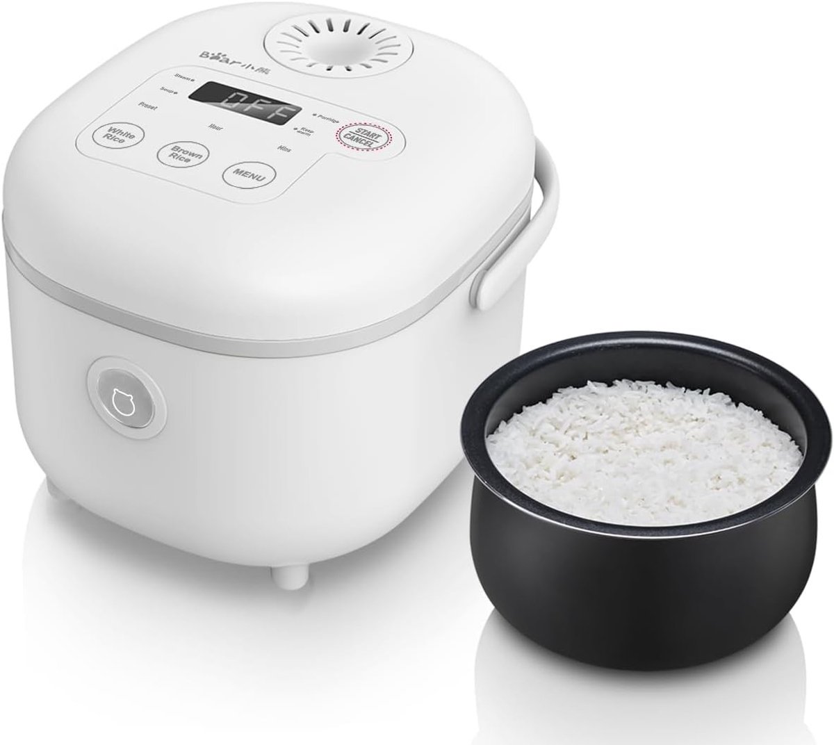 Mini Rijstkoker - Wit - Multifunctioneel met Stoomfunctie - Compacte 2L Capaciteit - Voor 2-4 Personen