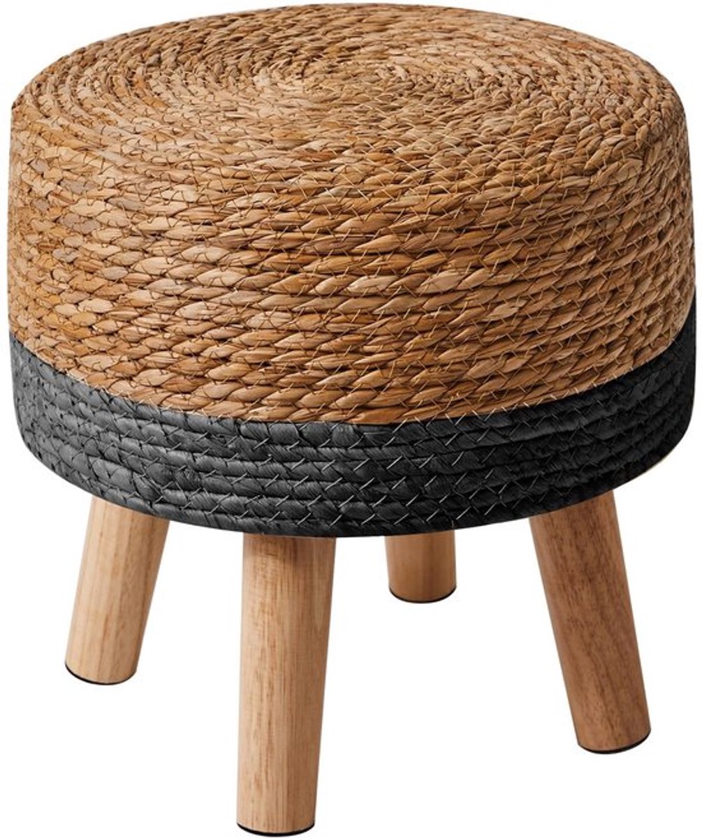 Store_7 - Stijlvolle kruk - Poef - Handgemaakt - Zwart - Voetenbank - Natuurlijk