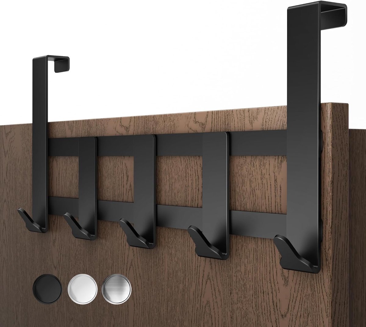 Deurgarderobe met Haken - Kapstok Deur - Ruimte Besparen - Hoge Draagkracht - 5 Haken - Zw