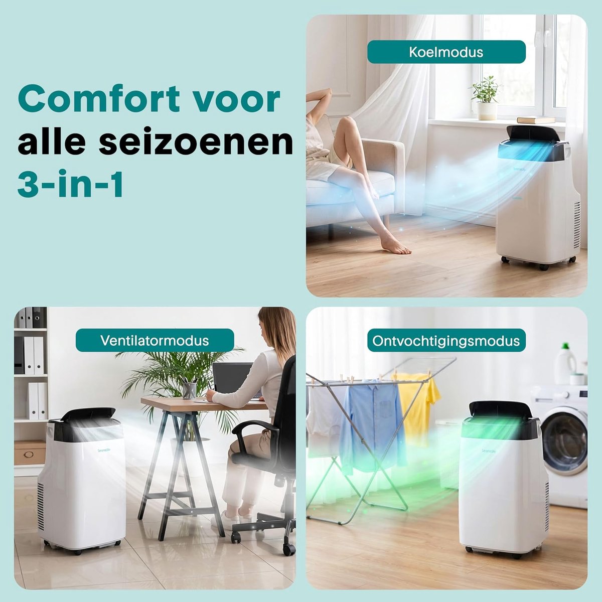 Mobiele Airco Wit - Draagbare Koeler 3-in-1 - Raamkit