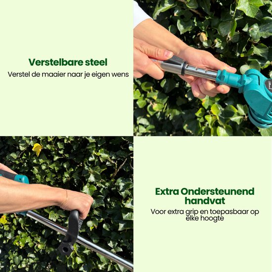 Bosmaaier - Grastrimmer - Bosmaaiers - Bosmaaier accu - MET 2 ACCU'S EN LADER - 3 Verschillende snijbladen - Gehele set - Grasmaaier - Draagbare Elektrisch Grasmaaiers - 15cm maaibreedte - Zwart, voor Tuin van Bosmaaier. — afbeelding 2