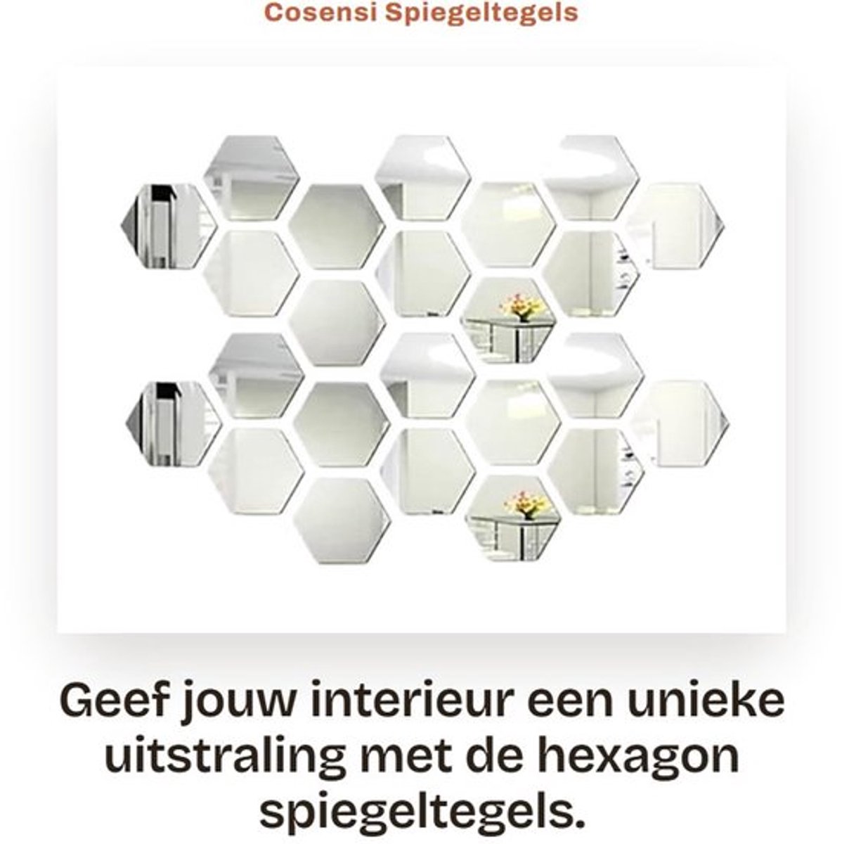 Dailygoods- Spiegeltegels 24 Stuks - Hexagon Muurstickers - Acryl - Zelfklevend