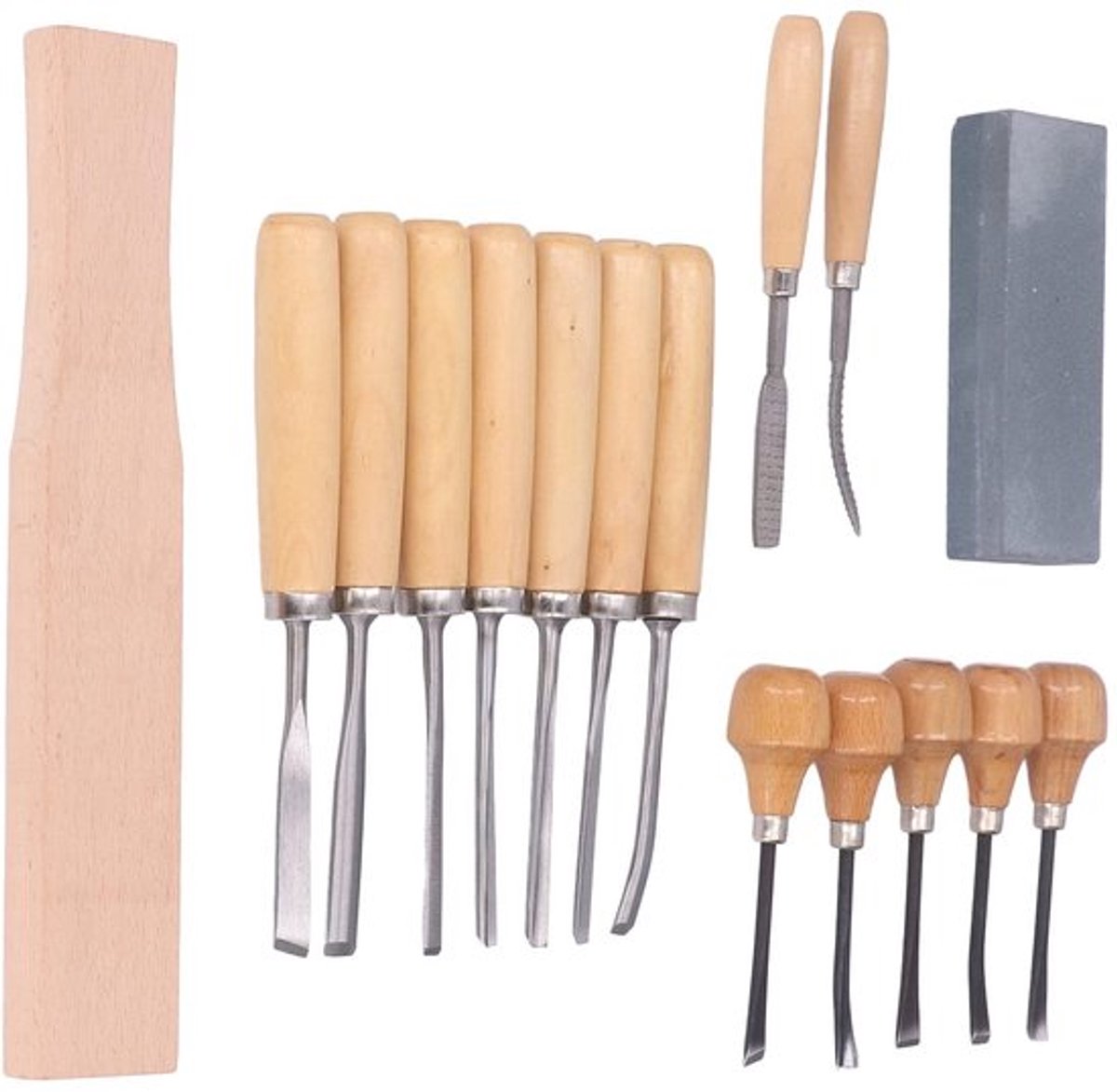 Store_7 - Houtsnijgereedschap - Houtsnijwerk - Compleet 16-delig - Essenhouten