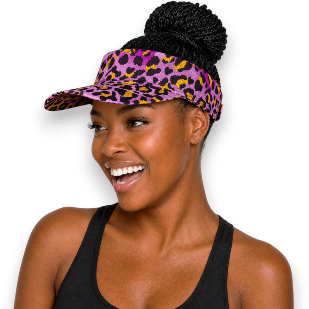 Zonneklep / Pet met Afrikaanse print - Zonnecap - Zomerpet - Sun visor - Paarse Leopard Spots