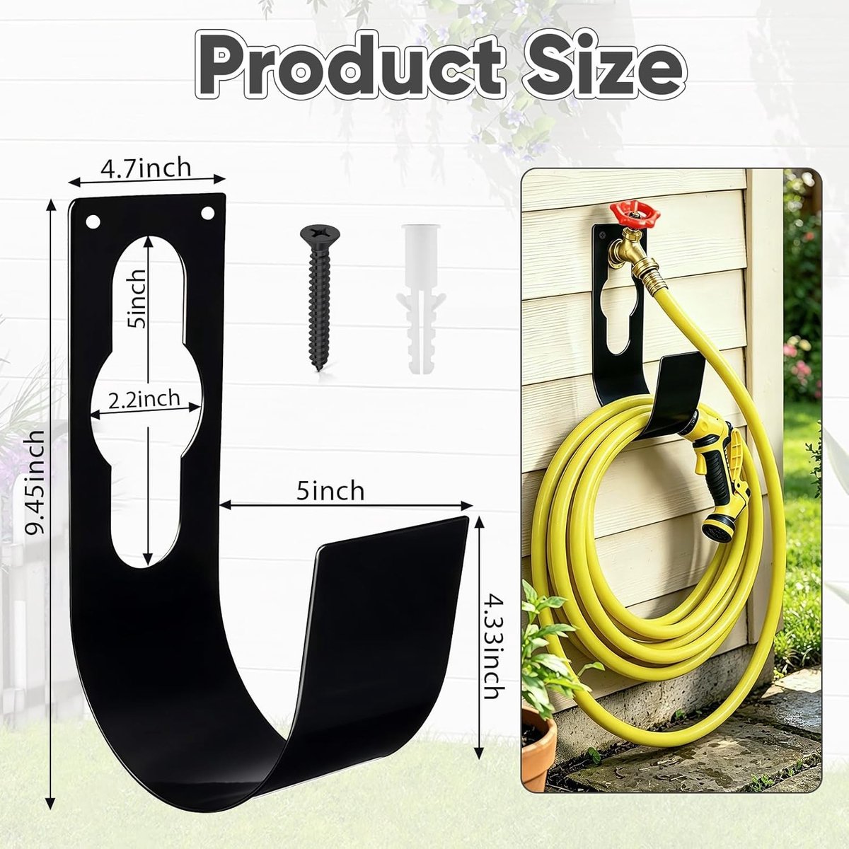 Wandslanghouder - Staal - Minimalistisch Design - Weerbestendig - Voor Tuinslangen en Gereedschap