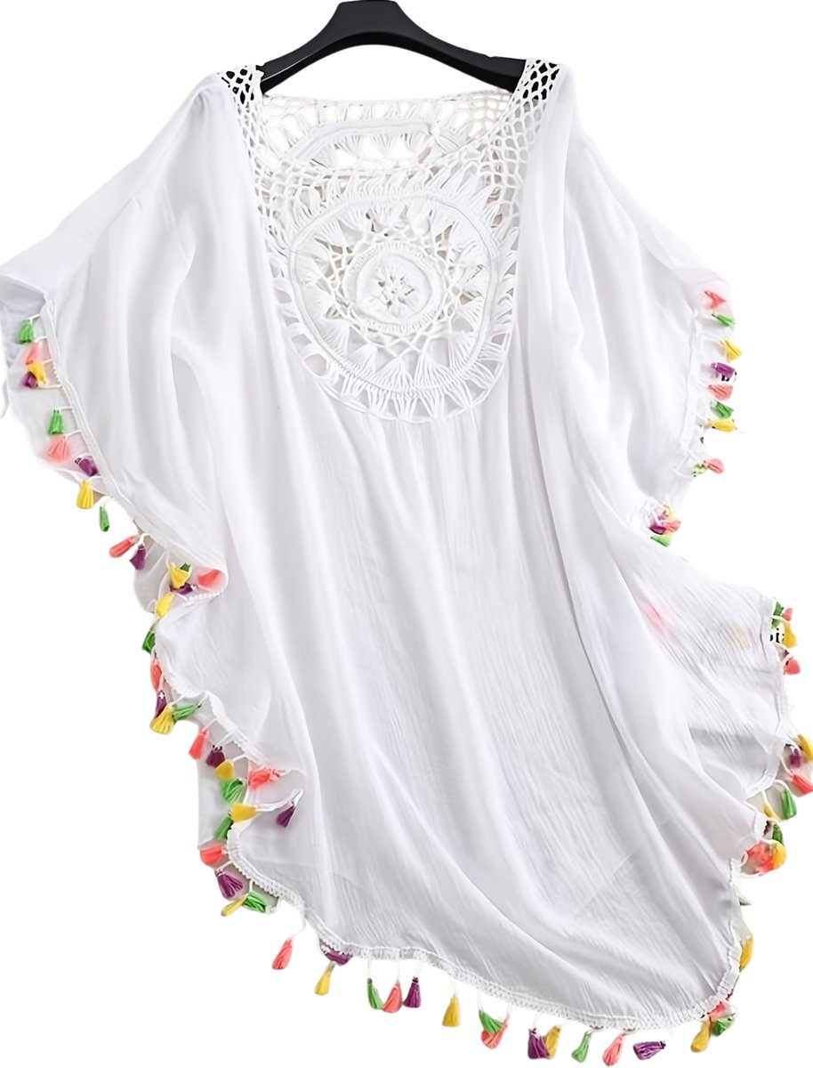 Currero Zomerjurk Dames Zomerjurken Volwassenen Vrouwen Midi Jurk Ibiza Stijl Sundress Dress Witte Kleur Rand