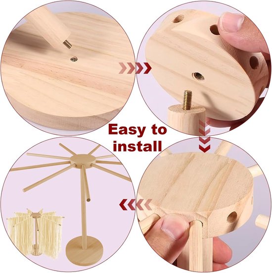 Pastadroger Hout - Pastastandaard Keuken - Zelfgemaakte Pasta - 9 Afneembare Armen - Tot 45 kg - Natuurlijk — afbeelding 5