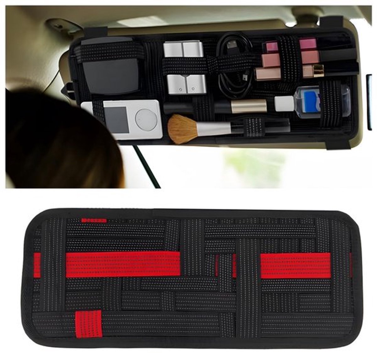 Zeynomax - Multi-organizer - Autozonneklep - Handige opbergruimte - Rood