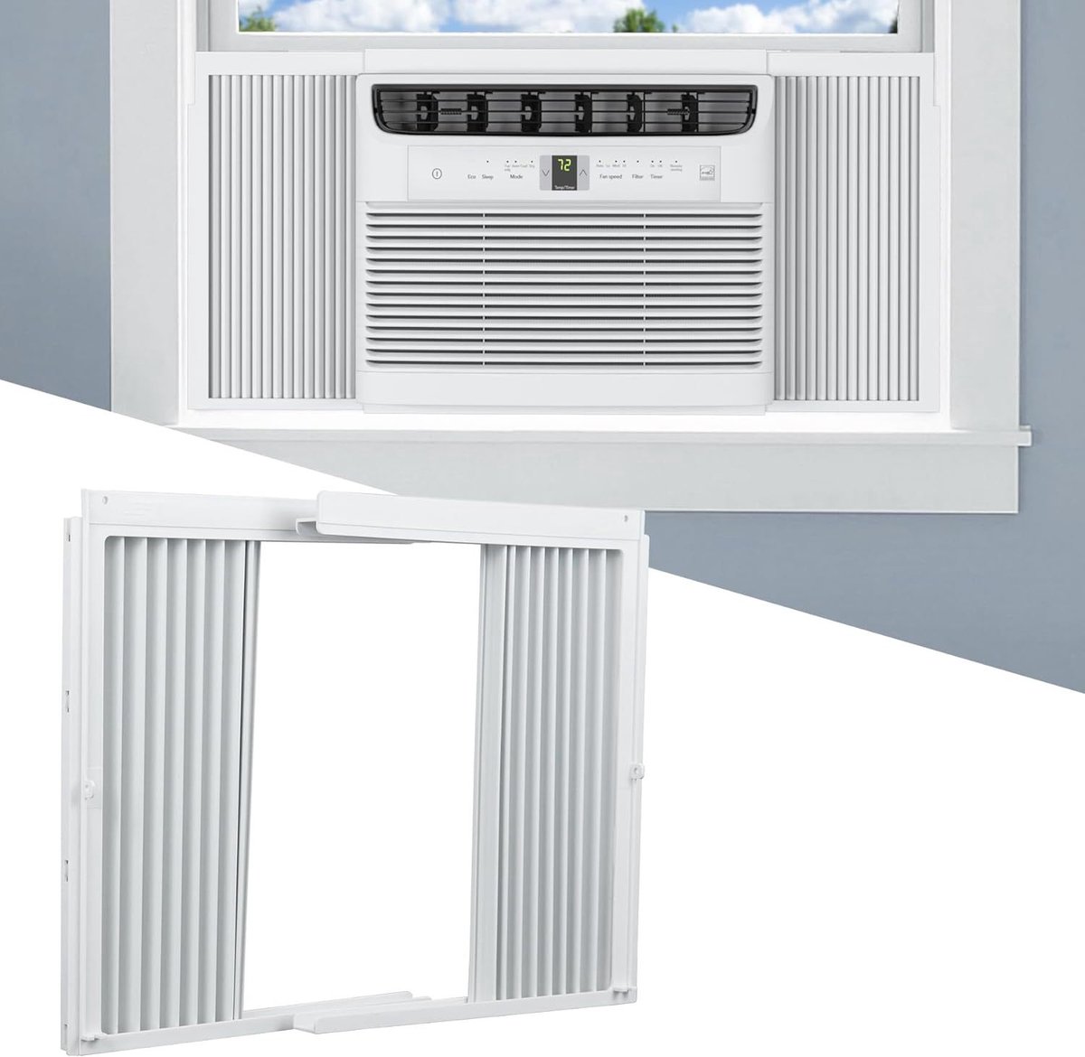 Raam Airco Zijpanelen met Frame – Set van 2 – Voor de Meeste 8000 BTU Raamairconditioners – Isolerend, Tochtwerend & Stofbestendig – Wit – 276 x 311 mm