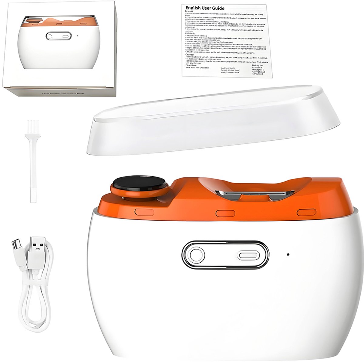 2-in-1 elektrische nagelknipper - Slimme, volledig automatische nagelknipper met dubbele snelheid - Multifunctionele nagelknipper - Met LED-lampje - Veilig voor baby's en ouderen - USB oplaadbaar - Oranje