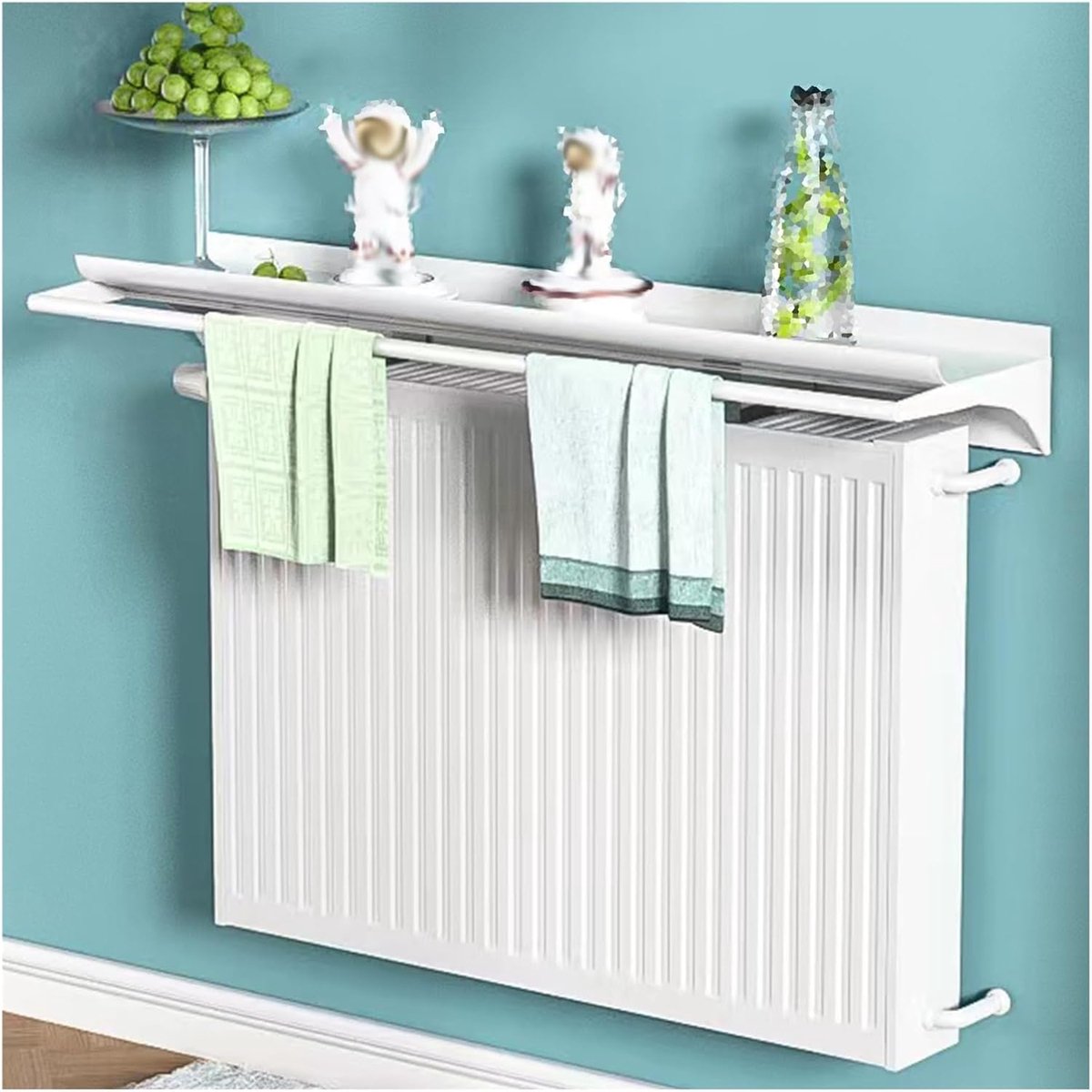 Radiatorrek met handdoekenrek - Radiatorafdekking - Ruimtebesparende opslag - Geïntegreerde handdoekhouder - Tot 150 cm - Zilverkleurig