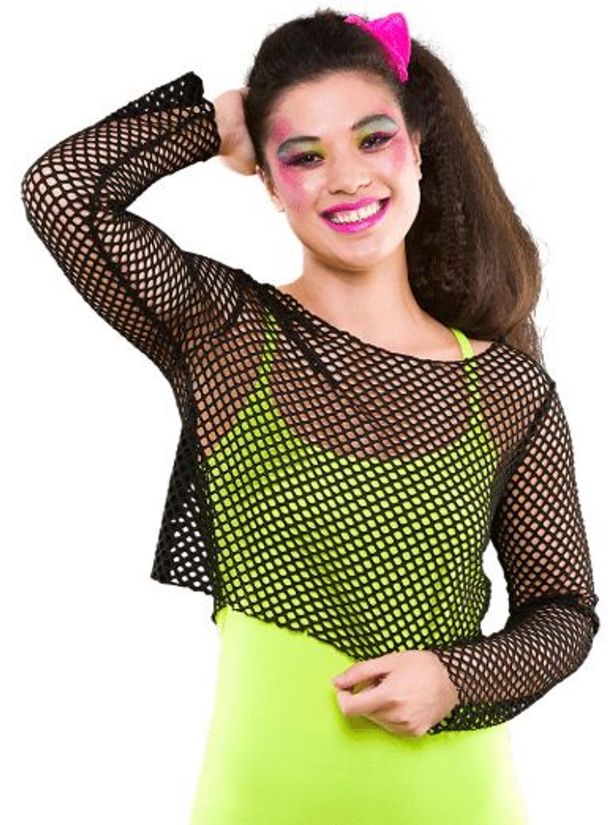 Visnet shirt Maud 80- jaren zwart