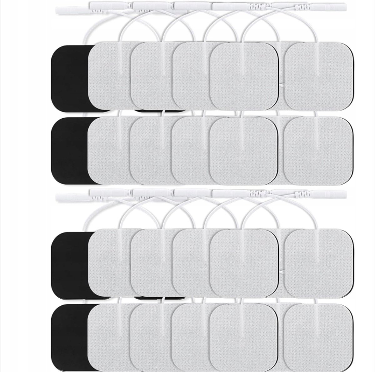 TENS/EMS elektrodepads - Elektrodetherapie massagepads - Zelfklevende elektroden van niet-geweven stof - Pulsmassagepads - 2 mm kabel - Gelmateriaal - 5*5 pin type - 40 stuks