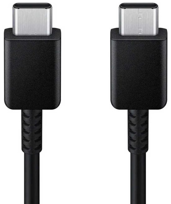 Twee zwarte USB-C connectoren met de tekst "U-C" erop.