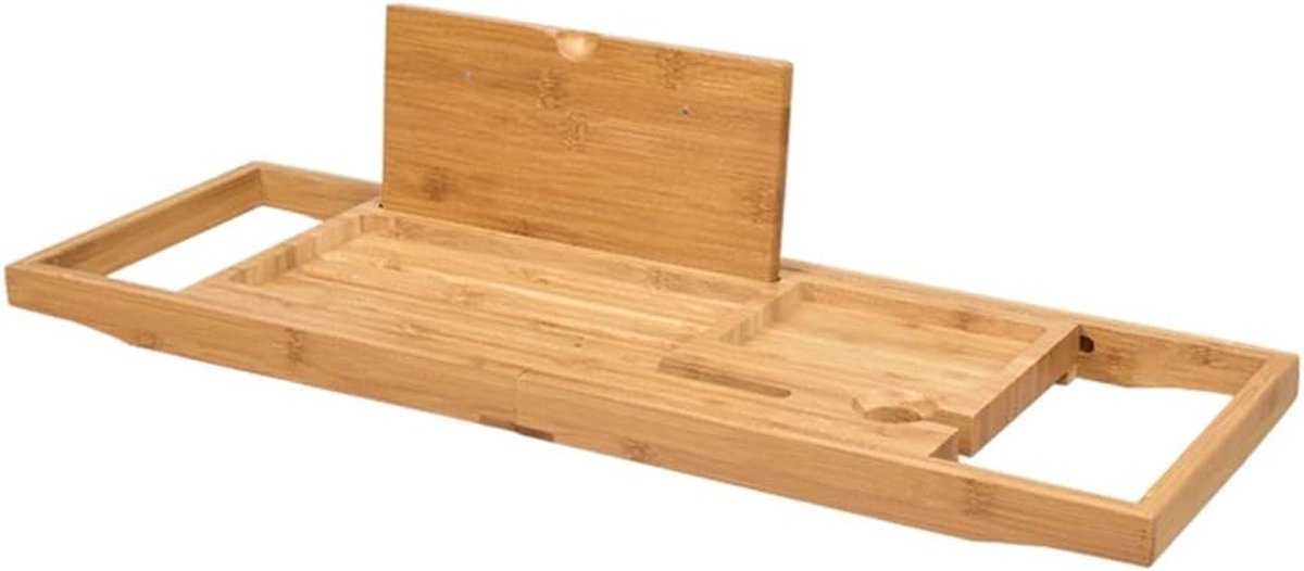 Houten Bad Caddy - Badkuip Plank - Ontspannen in bad - Uitschuifbaar ontwerp - Tot 90 cm - Houtkleur