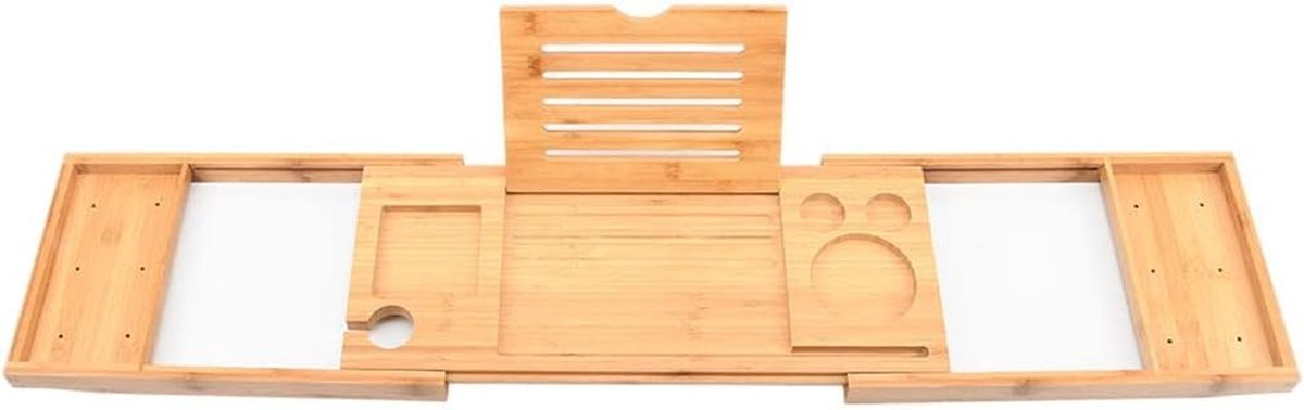 Badkuip Organizer - Bad Accessoire - Ontspannen in Bad - Uitschuifbaar Ontwerp - 75-95 cm - Houtkleur