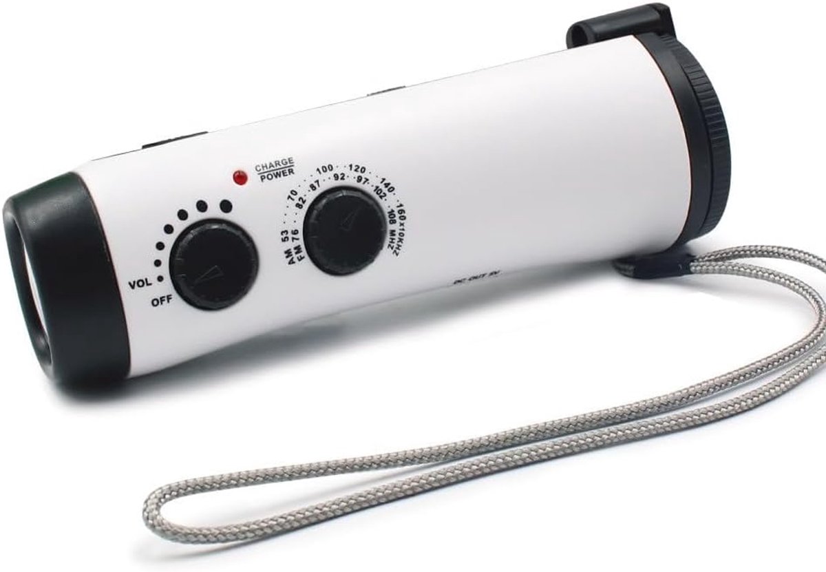 Hand Crank Radio - Noodradio Zaklamp - Buitenactiviteiten Noodsituaties - Zelf Oplaadbaar - Compact Ontwerp - Wit