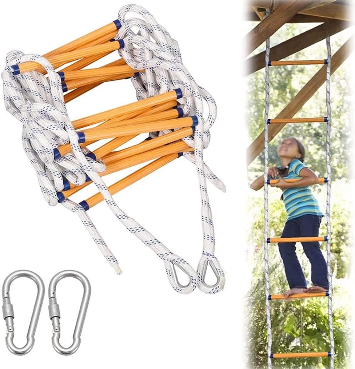 Touwladder - Veiligheidsladder Reddingsladder - Nooduitgang Vluchten - Antislip Harsstangen - 20 meter - Niet gespecificeerd