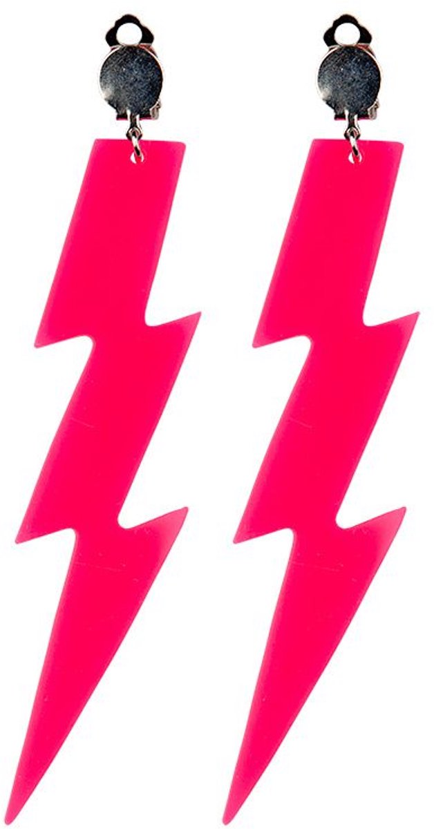 Neon roze oorbellen 80-jaren