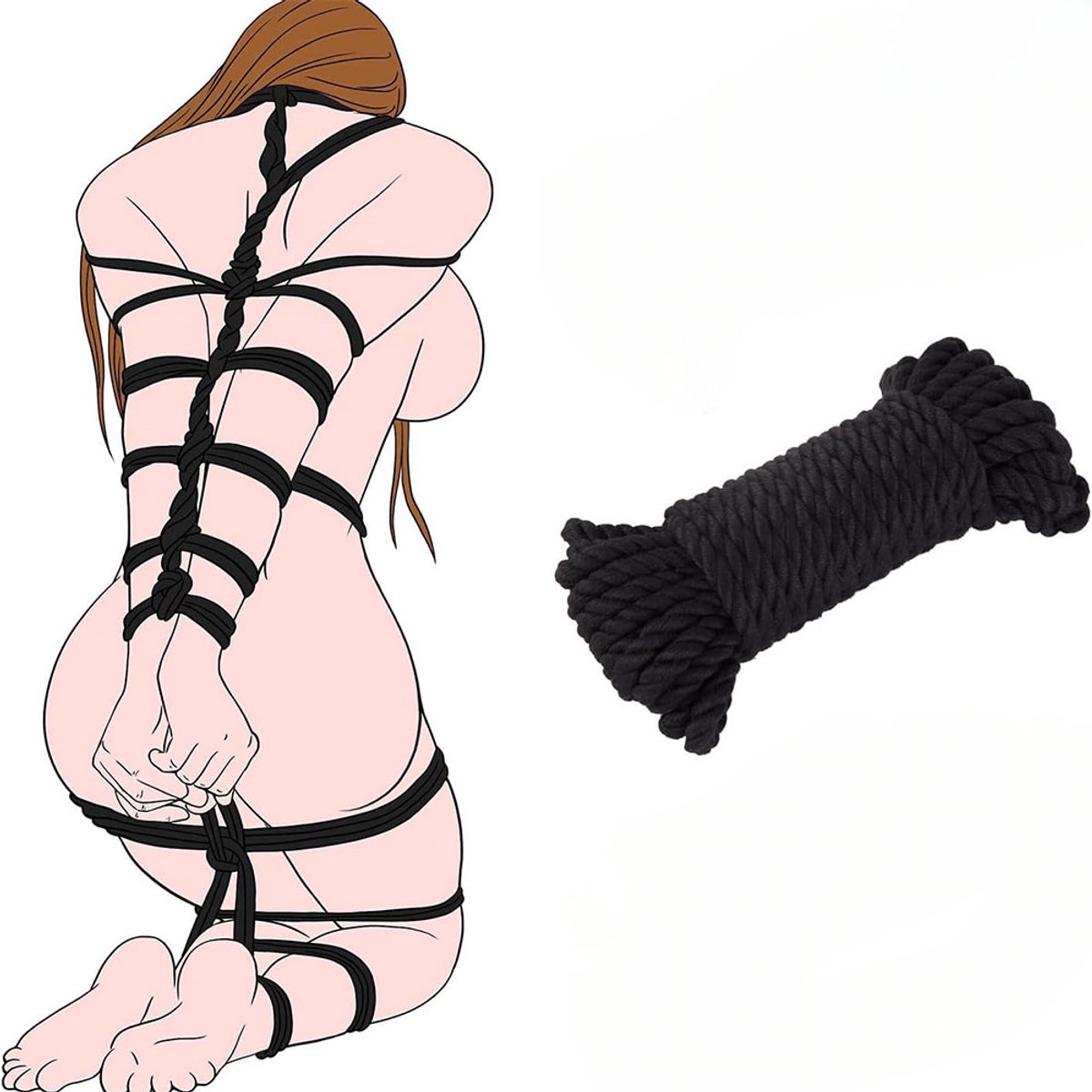 Intiem Cadeau - Bondage Touw - BDSM - Zwart - 5 Meter