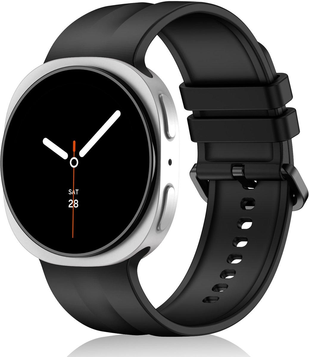 Stravo Zacht Siliconen Sport Bandje – Geschikt voor Samsung Galaxy Watch 9 (40/44mm) / Watch 8 (40/44mm) / 8 Classic (46mm) – S/M – Zwart