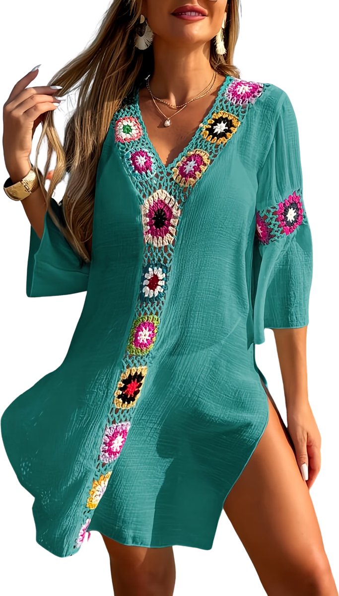 Currero Zomerjurk Dames Zomerjurken Volwassenen Vrouwen Midi Jurk Ibiza Stijl Sundress Dress Malachietgroen L