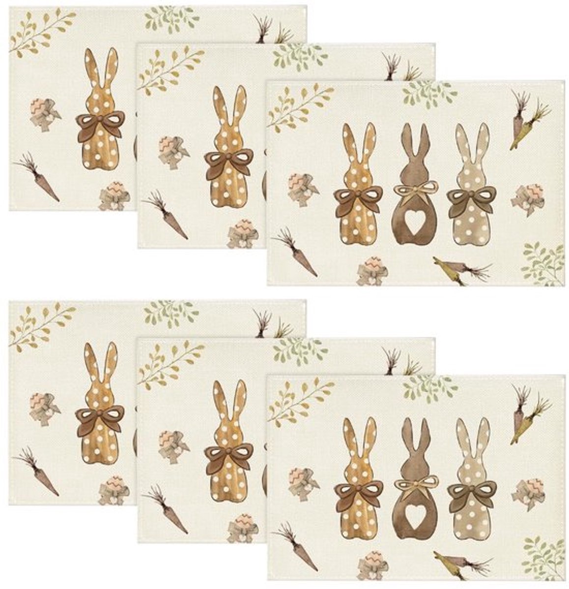 Allecto - Polka Dot placemats - Set van 6 - Antislip en zacht - 30 x 45 cm - Keuken