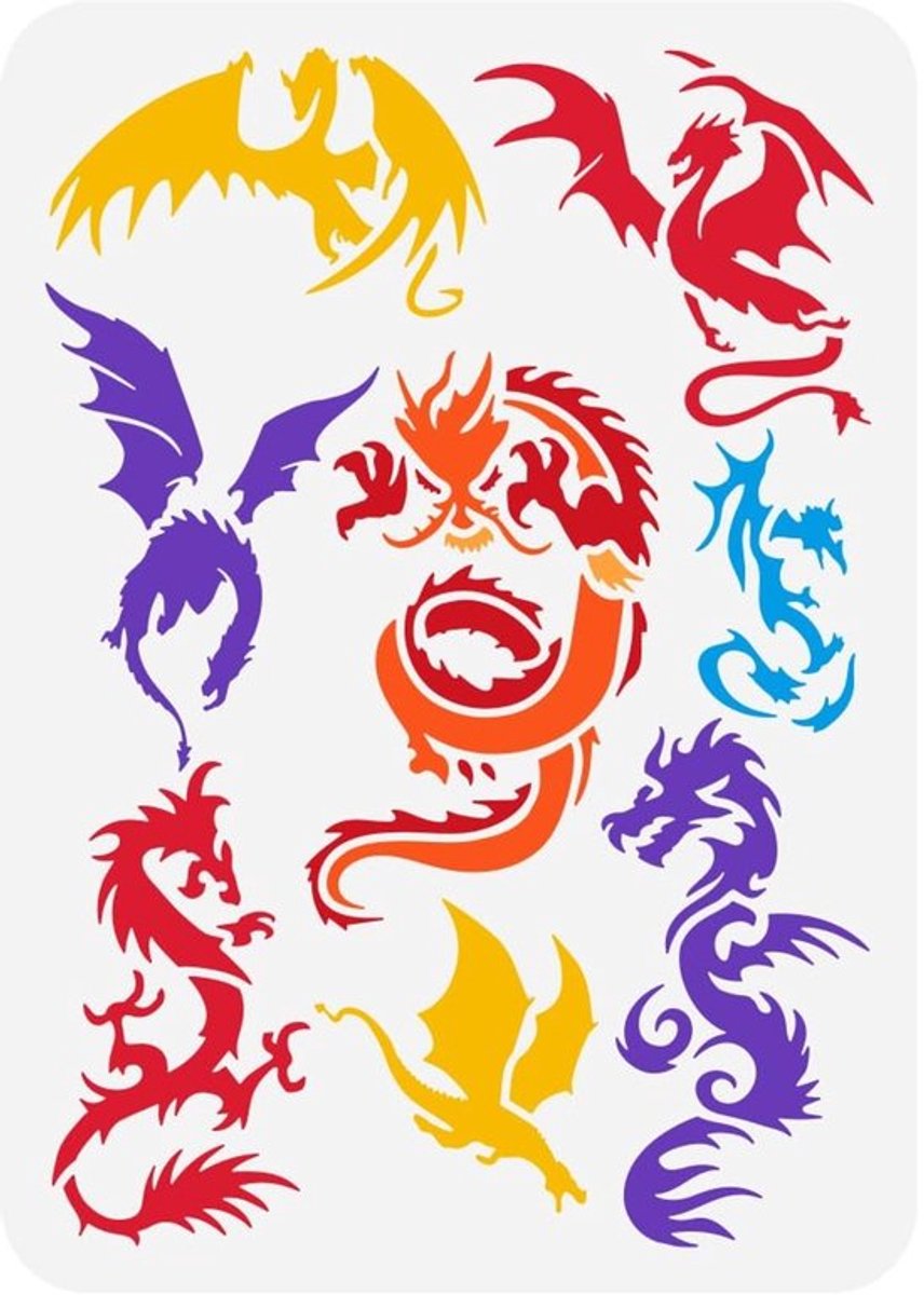 Sjerwelijk sjabloon Zeynomax draken, herbruikbaar stencil