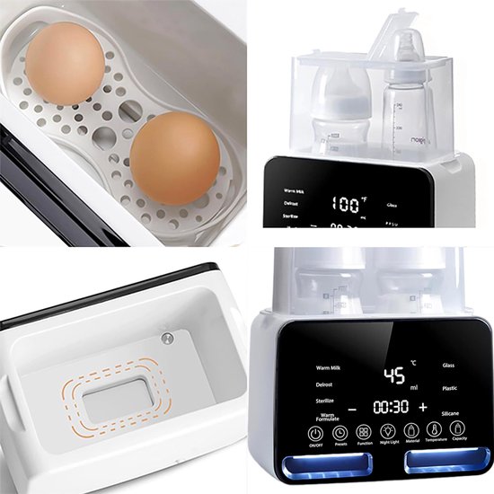 Flessenverwarmer met constante temperatuur - Flessensterilisator - Intelligente flessenverwarmer voor moedermelk - Met ontdooifunctie - Verwarming en sterilisatie op constante temperatuur - PP-materiaal - Europese standaard 220V - Wit — afbeelding 5