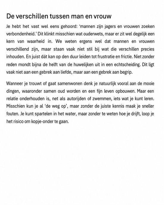 Begrijp het verschil tussen de man en de vrouw en voorkom misverstanden in liefde, relaties en huwelijk - Man & Vrouw - Het Echte Verschil - Geschikt voor Singles - Verloofden - En Getrouwde stellen