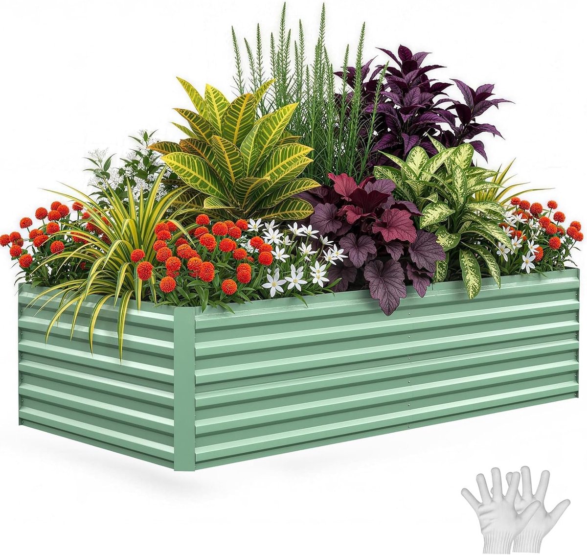 Grote Moestuinbak van Gegalvaniseerd Staal - Verhoogde Plantenbak - 240 x 120 x 60 cm - Extra Diepe Bodemloze Kweekbak - Ergonomische Hoogte - Groen