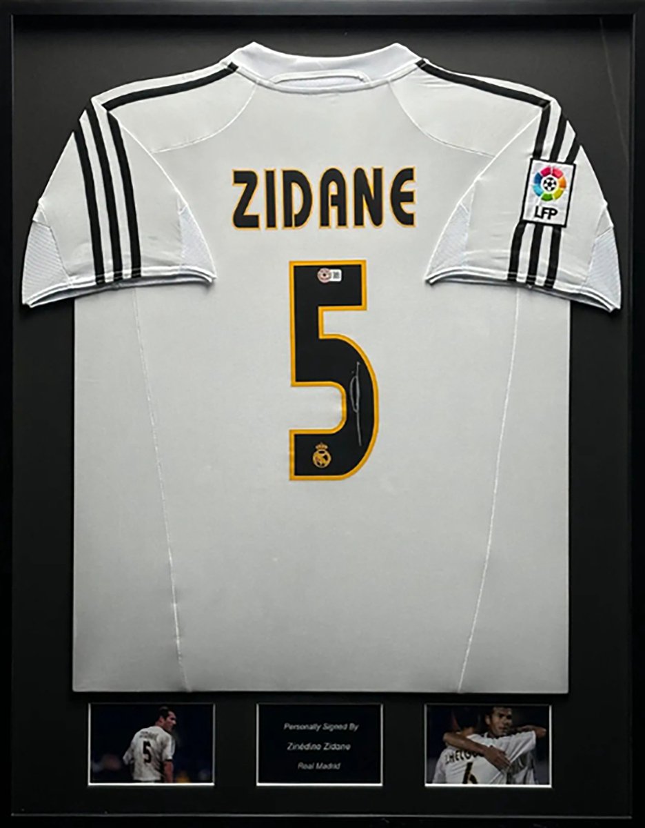 Zinedine Zidane gesigneerd Real Madrid 04/05 ingelijst thuis shirt