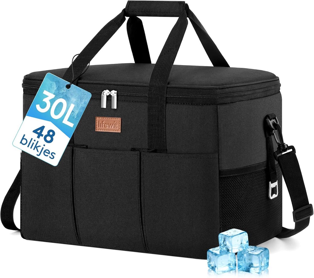 Koeltas - Isolatietas Thermotas - Boodschappen Vervoeren - Lange Koeltijd - 30 Liter - Zwart