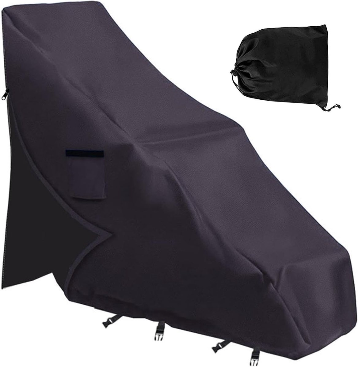 Ligbed Beschermhoes - Stoelhoes Zwembad - Meubels Beschermen - Waterdicht Winddicht - 124.5x50.8x91.4 cm - Zwart