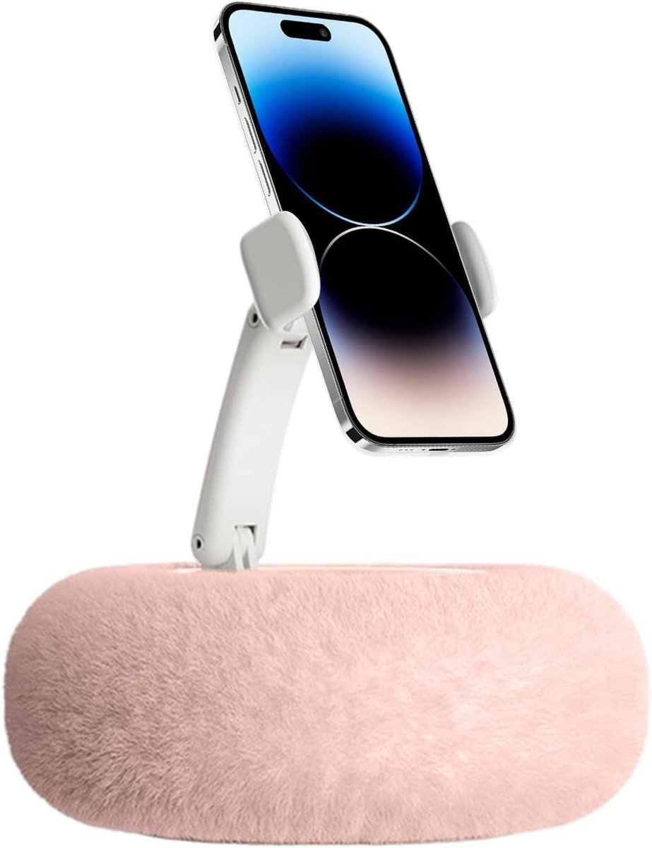 Tablet Kussen Standaard - Zacht Pluche Houder - Handsfree Lezen Bank - 360 Graden Rotatie - 20 cm - Roze