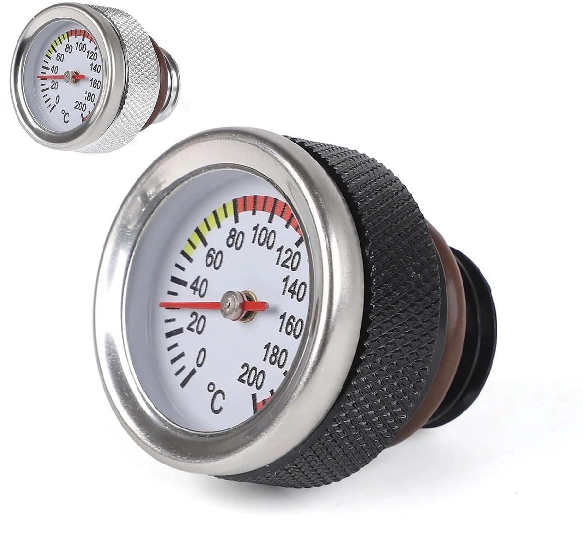 Olietemperatuurmeter Dop - Motorfiets meter - Motor Accu Checken - Nauwkeurige Sensoren - M20x2.5 Schroefdraad - Zwart Zilver