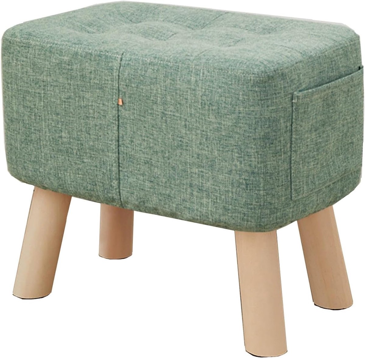 Pluche Voetensteun - Krukje Poef - Ontspannen Zitten - Massief Houten Frame - 25x40x28cm - Groen