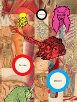 Collage van anatomische illustraties met de personages Dororo, Tezuka, een demon en een aap.